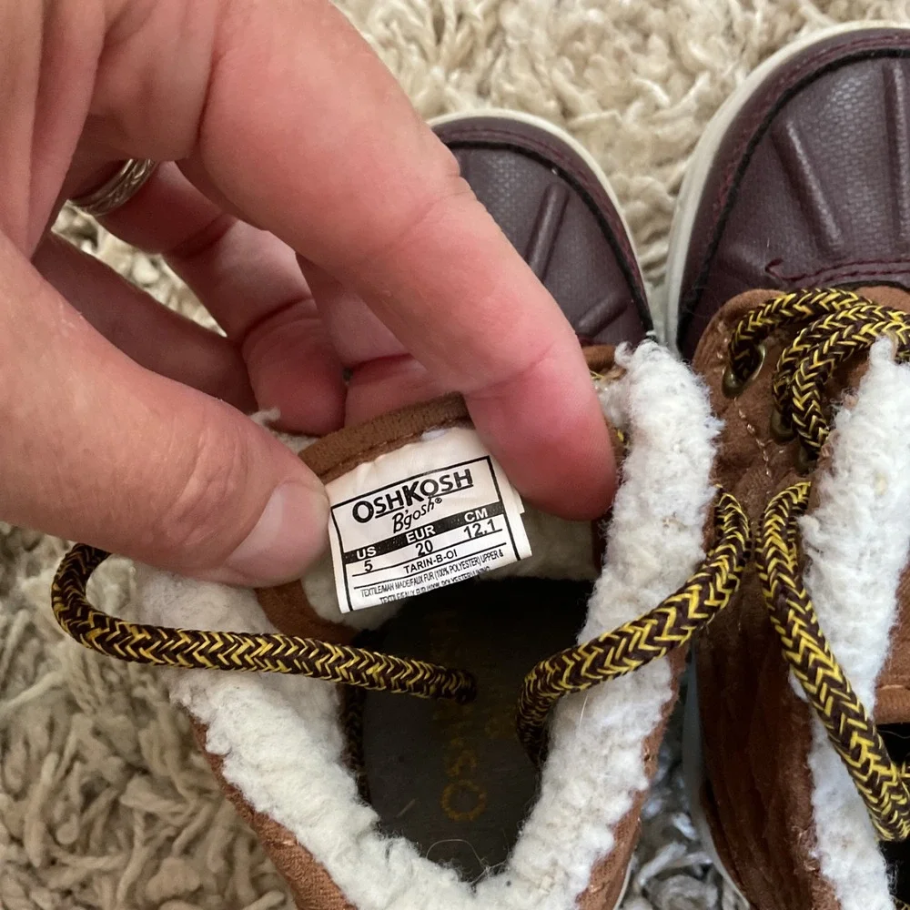 OshKosh Bgosh Tarin Toddler Duck Boots Brown Faux Shearling Lined Size 5